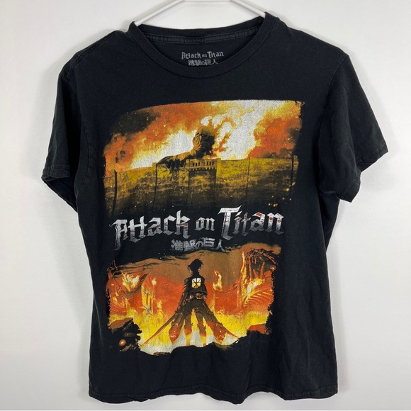 Attack On Titan Anime T-Shirt Ripple Junction Black Sz Small - Picture 1 of 11